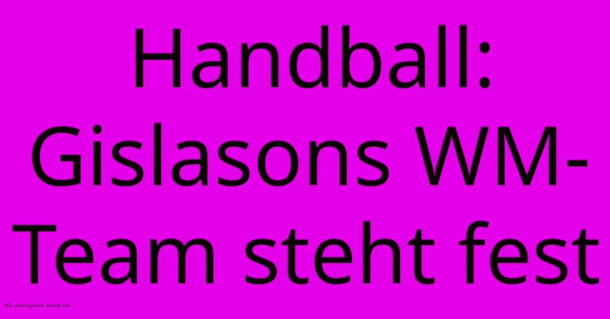 Handball: Gislasons WM-Team Steht Fest Handball: Gislasons WM-Team Steht Fest